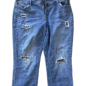 Distressed with leopard jeans